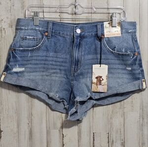 Sincerely Jules Size 9 29 Baggy Distressed Rolled Cuff Jean Short Rivet Detail